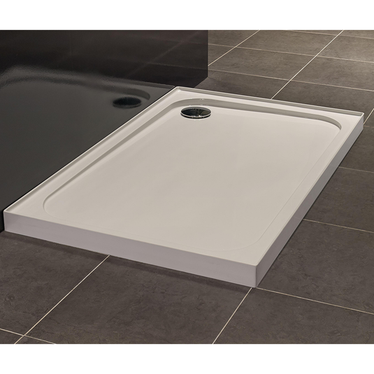 Merlyn Touchstone 900 x 760mm Upstand Rectangular Shower Tray without Waste - White - S976RTUP