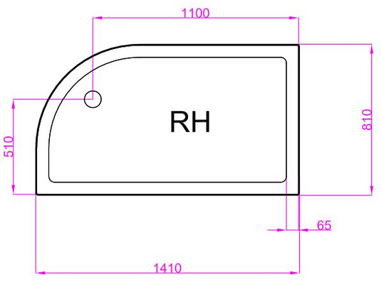 Merlyn Touchstone 1400 x 800mm Single Skin Offset Quadrant Shower Tray (RH) - White - S148QR - Envy Bathrooms Ltd