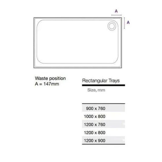 Merlyn Touchstone 900 x 760mm Upstand Rectangular Shower Tray without Waste - White -S976RTUP - Envy Bathrooms Ltd