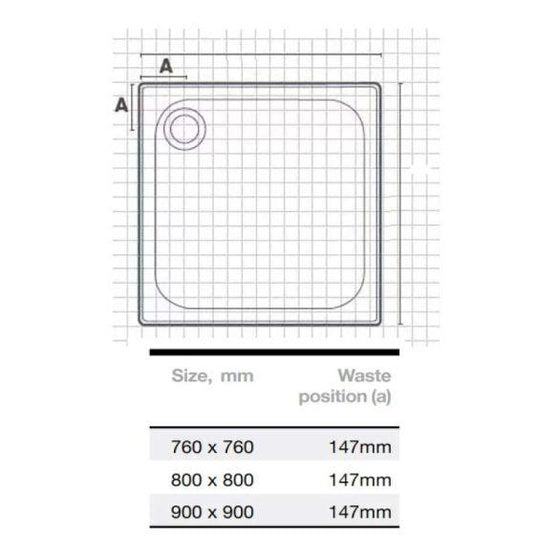 Merlyn Touchstone 900 x 900mm Antislip Square Shower Tray Without Waste - White - S90SQASTO - Envy Bathrooms Ltd