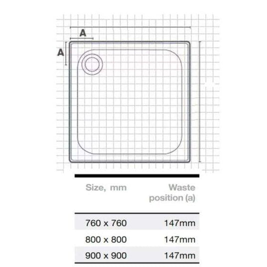 Merlyn Touchstone 900 x 900mm Square Shower Tray Without Waste - White - S90SQTO - Envy Bathrooms Ltd