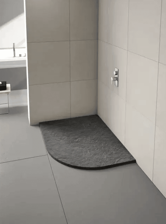 Merlyn Truestone 1000 x 800mm Offset Quadrant Shower Tray with Integrated Waste (RH) - Graphite - T108HGR - Envy Bathrooms Ltd