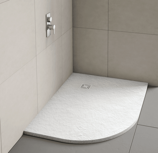 Merlyn Truestone 1000 x 800mm Offset Quadrant Shower Tray with Waste (LH) - White - T108HWL - Envy Bathrooms Ltd