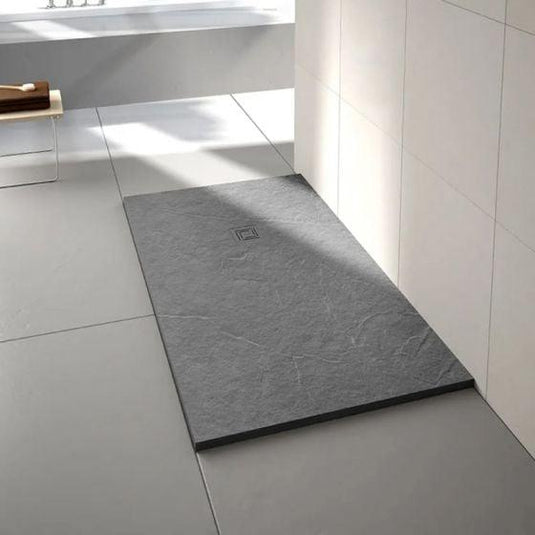 Merlyn Truestone 1200 x 800mm Rectangular Shower Tray with Integrated Waste - Fossil Grey - T128RTF - Envy Bathrooms Ltd