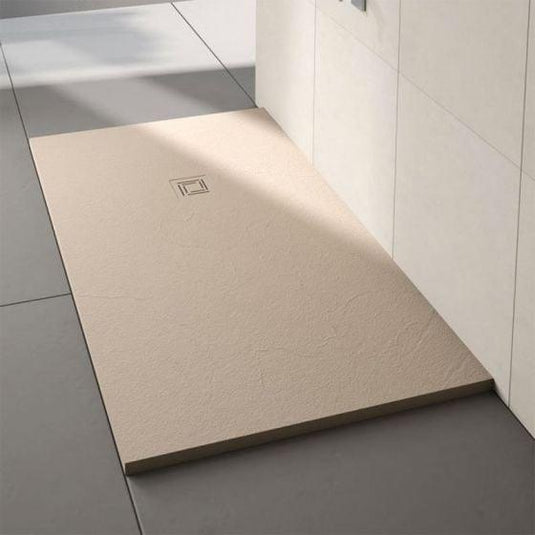 Merlyn Truestone 1200 x 800mm Rectangular Shower Tray with Integrated Waste - Sandstone - T128RTS - Envy Bathrooms Ltd