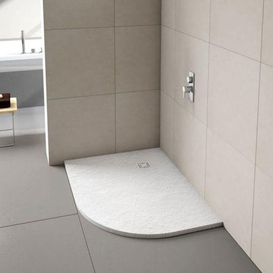 Merlyn Truestone 1200 x 900mm Offset Quadrant Shower Tray with Integrated Waste (RH) - White - T129HWR - Envy Bathrooms Ltd