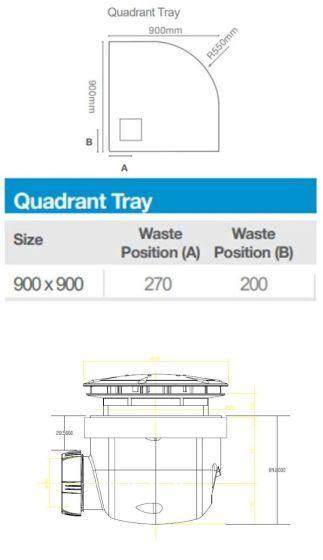 Merlyn Truestone 900 x 900mm Quadrant Shower Tray with Integrated Waste - White - T90QW - Envy Bathrooms Ltd