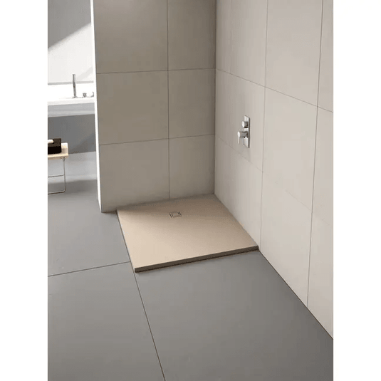 Merlyn Truestone 900 x 900mm Square Shower Tray with Integrated Waste -Sandstone - T90RTS - Envy Bathrooms Ltd