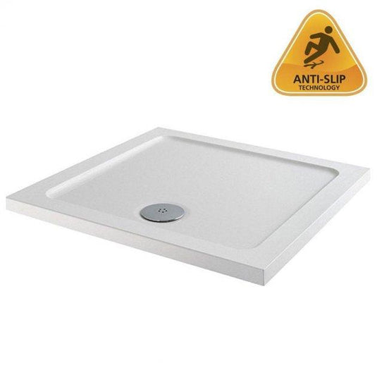 MX Elements 1000 x 1000mm Anti-Slip Square Shower Tray - White - ASSCU - Envy Bathrooms Ltd