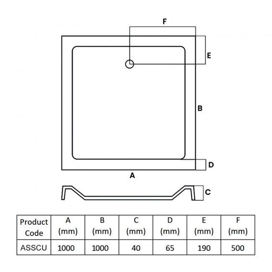 MX Elements 1000 x 1000mm Anti-Slip Square Shower Tray - White - ASSCU - Envy Bathrooms Ltd