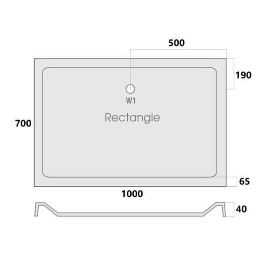 MX Elements 1000 x 700mm Low Profile Rectangular Shower Tray - White - Envy Bathrooms Ltd