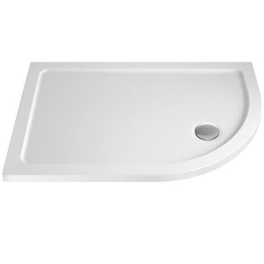 MX Elements 1000 x 760mm Low Profile Offset Quadrant Shower Tray (RH) - White - Envy Bathrooms Ltd