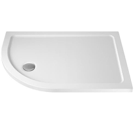 MX Elements 1000 x 800mm Low Profile Offset Quadrant Shower Tray (LH) - White - Envy Bathrooms Ltd