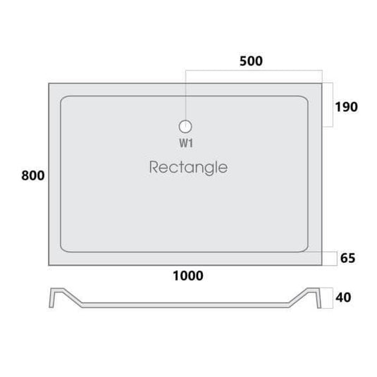 MX Elements 1000 x 800mm Low Profile Rectangular Shower Tray - White - Envy Bathrooms Ltd