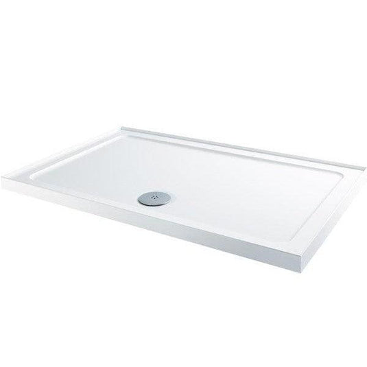 MX Elements 1000mm x 800mm Stone Resin Rectangular Shower Tray with Upstand - White - SOZ - Envy Bathrooms Ltd