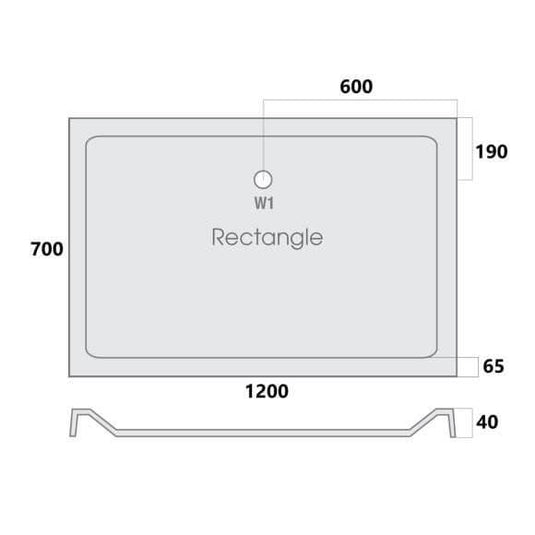 MX Elements 1200 x 700mm Low Profile Rectangular Shower Tray - White - Envy Bathrooms Ltd