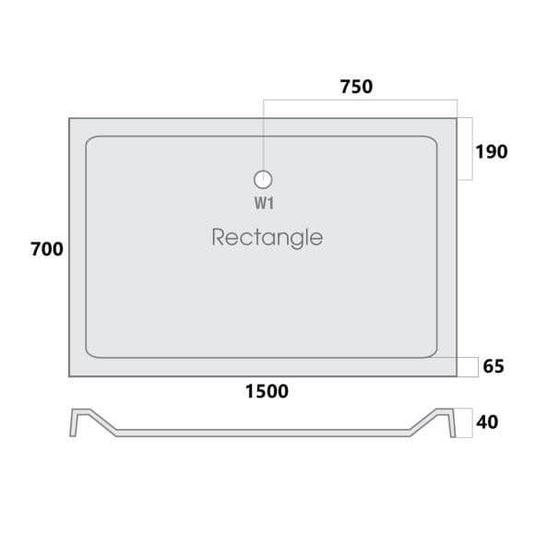 MX Elements 1500 x 700mm Low Profile Rectangular Shower Tray - White - Envy Bathrooms Ltd