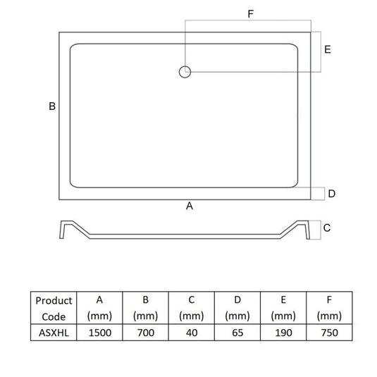 MX Elements 1500mm x 700mm Anti-Slip Rectangular Shower Tray - White - ASXHL - Envy Bathrooms Ltd