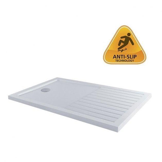 MX Elements 1600 x 800mm Anti-Slip Rectangular Shower Tray - White - ASST5 - Envy Bathrooms Ltd