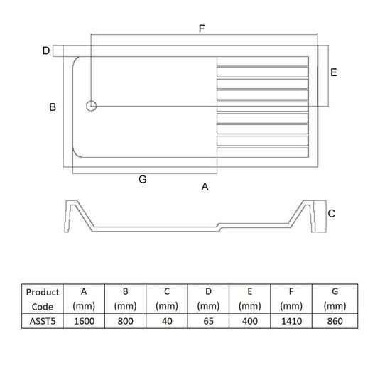 MX Elements 1600 x 800mm Anti-Slip Rectangular Shower Tray - White - ASST5 - Envy Bathrooms Ltd