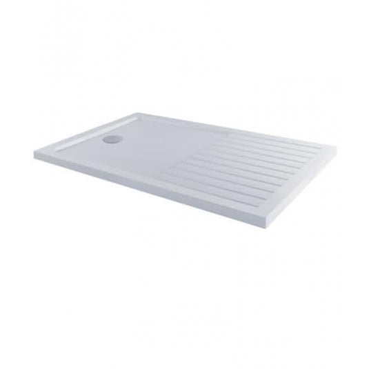 MX Elements 1600 x 800mm Walk-In Shower Tray - White - Envy Bathrooms Ltd