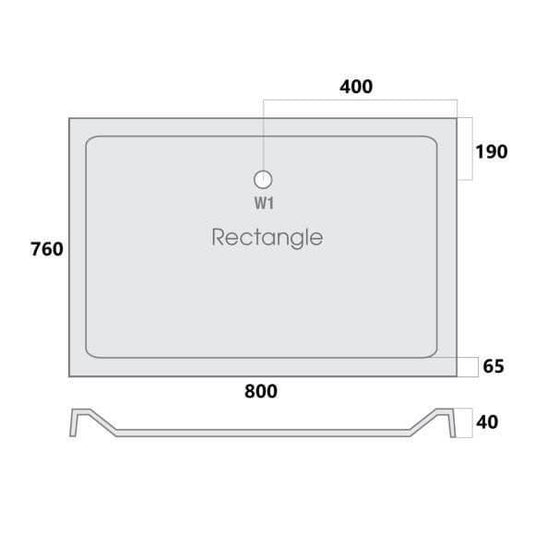 MX Elements 800 x 760mm Low Profile Rectangular Shower Tray - White - Envy Bathrooms Ltd