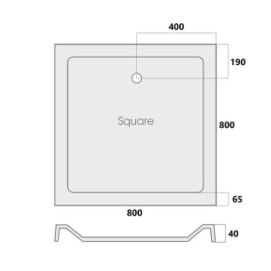 MX Elements 800 x 800mm Square Shower Tray - White - Envy Bathrooms Ltd