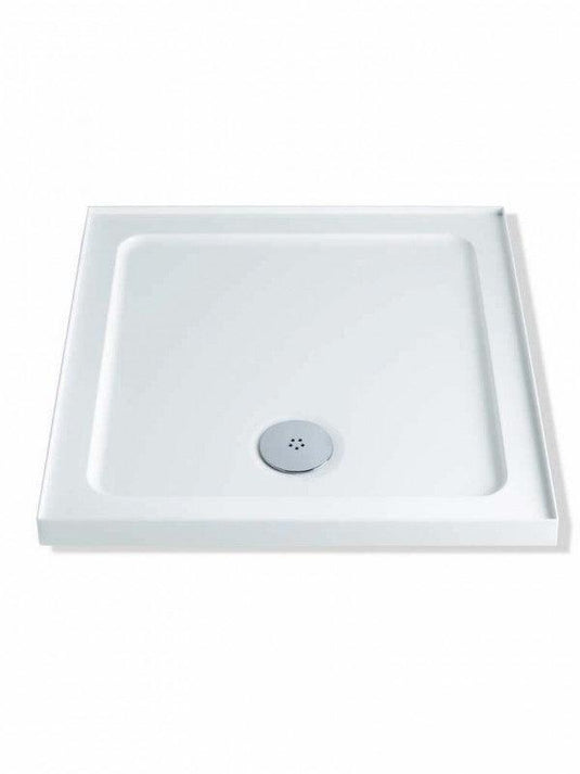 MX Elements 800mm x 800mm Stone Resin Square Shower Tray with Upstand - White - SBN - Envy Bathrooms Ltd