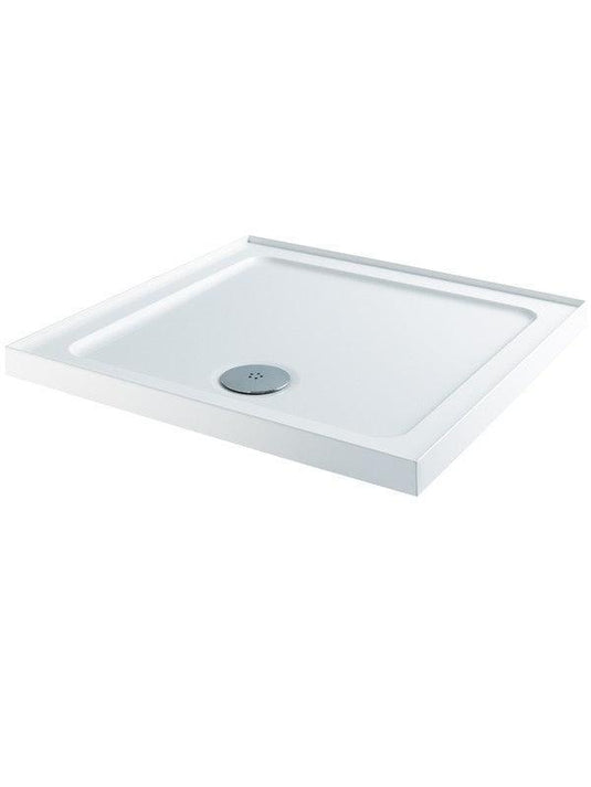 MX Elements 800mm x 800mm Stone Resin Square Shower Tray with Upstand - White - SBN - Envy Bathrooms Ltd