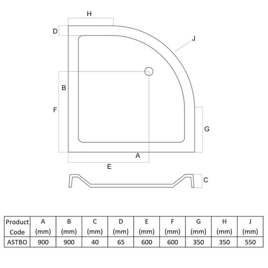 MX Elements 900 x 900mm Anti-Slip Quadrant Shower Tray - White - ASTBO - Envy Bathrooms Ltd