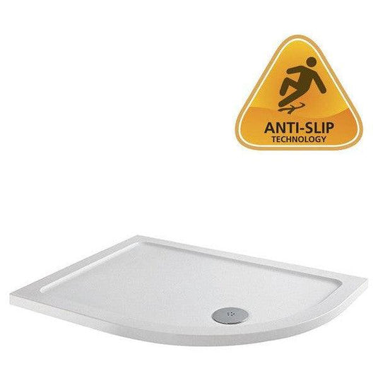 MX Elements 900mm x 760mm Anti-Slip Offset Quadrant Shower Tray (RH) - White - ASTN2 - Envy Bathrooms Ltd