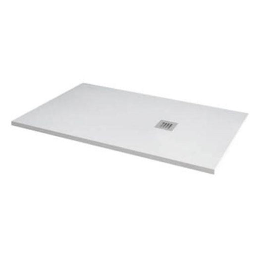 MX Minerals 1000 x 800mm Rectangular Shower Tray - Ice White - X1D - Envy Bathrooms Ltd