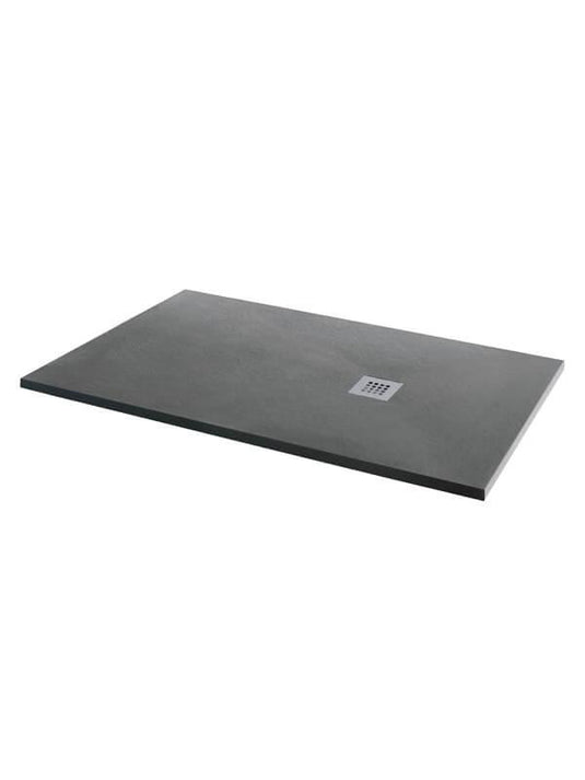 MX Minerals 1400mm x 800mm Anti-Slip Slate Effect Rectangular Shower Tray - Ash Grey - X1O - Envy Bathrooms Ltd