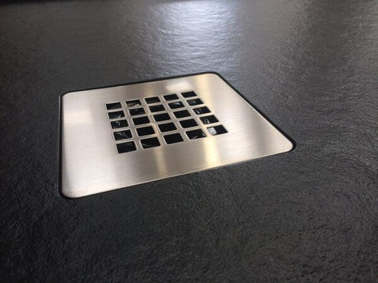 MX Minerals 1600mm x 900mm Anti-Slip Slate Effect Rectangular Shower Tray - Jet Black - X1W - Envy Bathrooms Ltd