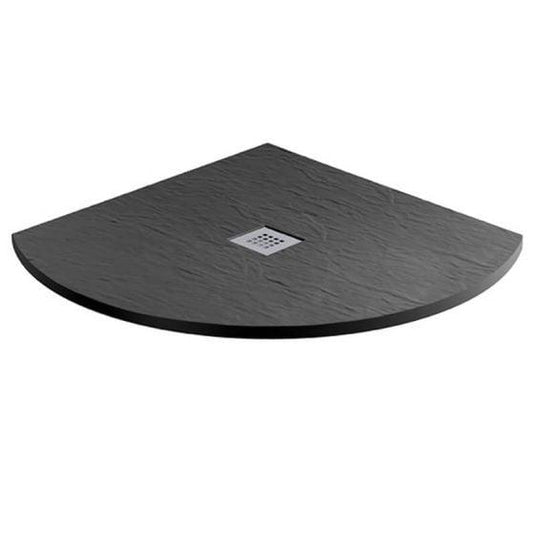 MX Minerals 800 x 800mm Anti-Slip Quadrant Shower Tray - Jet Black - X2G - Envy Bathrooms Ltd