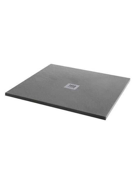 MX Minerals 800mm x 800mm Anti-Slip Slate Effect Square Shower Tray - Ash Grey - X26 - Envy Bathrooms Ltd