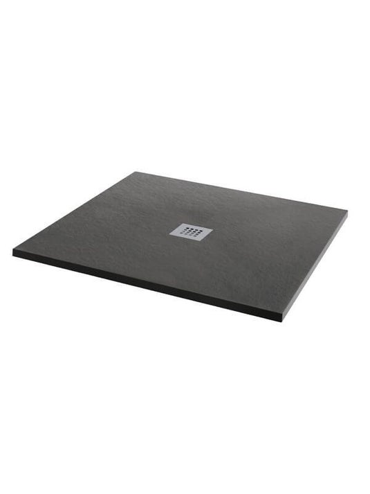 MX Minerals 800mm x 800mm Anti-Slip Slate Effect Square Shower Tray - Jet Black - X25 - Envy Bathrooms Ltd