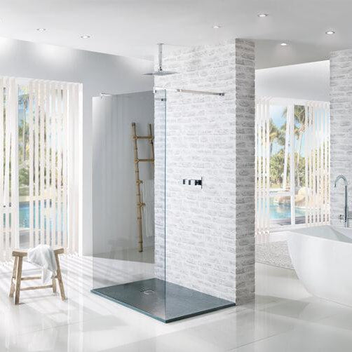 MX Minerals 900mm x 900mm Anti-Slip Slate Effect Square Shower Tray - Jet Black - X1B - Envy Bathrooms Ltd