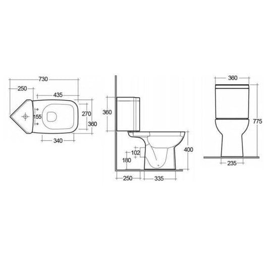 RAK Ceramics Origin Close Coupled Toilet Pan with Cistern - Alpine White - ORI62CNRPAKSC