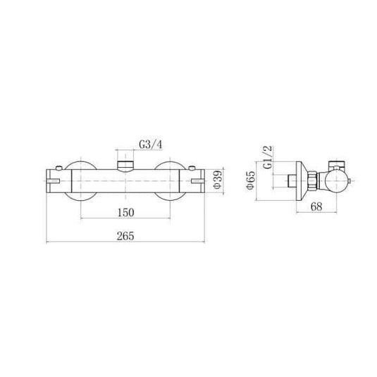 Oceana Arc Thermostatic Bar Shower Valve - Envy Bathrooms Ltd