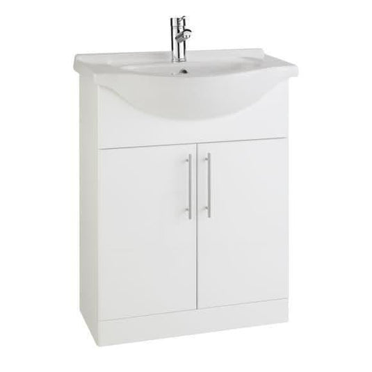 Oceana Arctic 650mm Floorstanding Vanity Unit & Basin - Gloss White - Envy Bathrooms Ltd