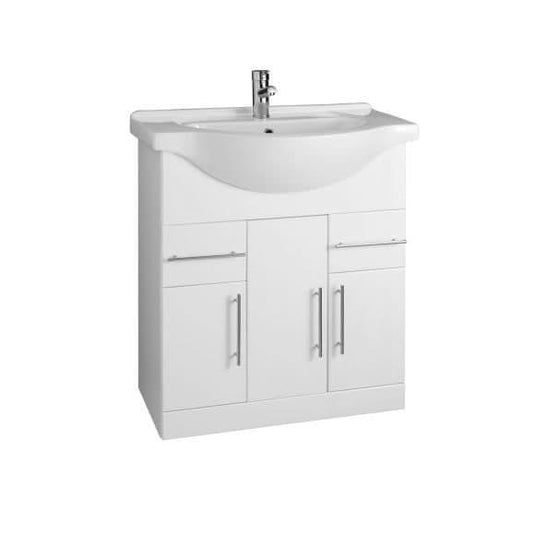 Oceana Arctic 750mm Floorstanding Vanity Unit & Basin - Gloss White - Envy Bathrooms Ltd