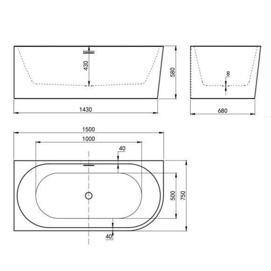 Oceana Barmouth 1500mm J Shape Freestanding Bath (LH) - Envy Bathrooms Ltd