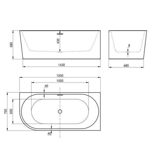 Oceana Barmouth 1500mm J Shape Freestanding Bath (RH) - Envy Bathrooms Ltd