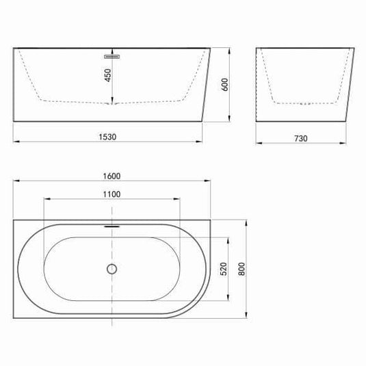 Oceana Barmouth 1600mm J Shape Freestanding Bath (LH) - Envy Bathrooms Ltd