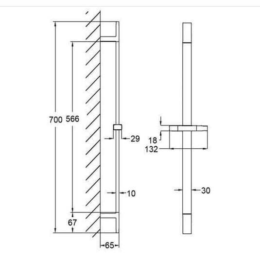 Oceana Blox Square Shower Sliding Rail Kit - Envy Bathrooms Ltd