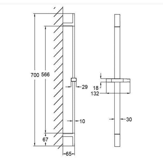 Oceana Blox Square Shower Sliding Rail Kit - Envy Bathrooms Ltd