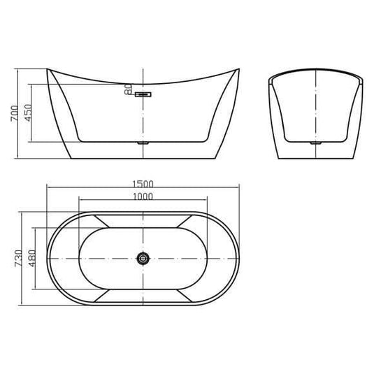 Oceana Cardigan 1500mm Freestanding Double Ended Bath - Envy Bathrooms Ltd