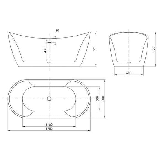 Oceana Cardigan 1700mm Freestanding Double Ended Bath - Envy Bathrooms Ltd