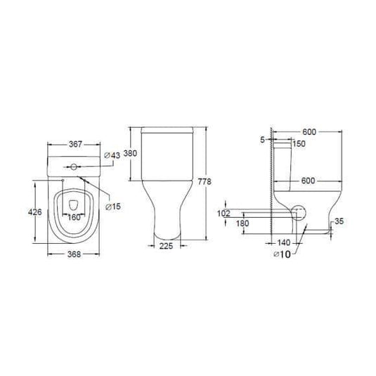 Oceana Croft Close Coupled Open Back Pan & Cistern Inc Soft Close Seat - Envy Bathrooms Ltd